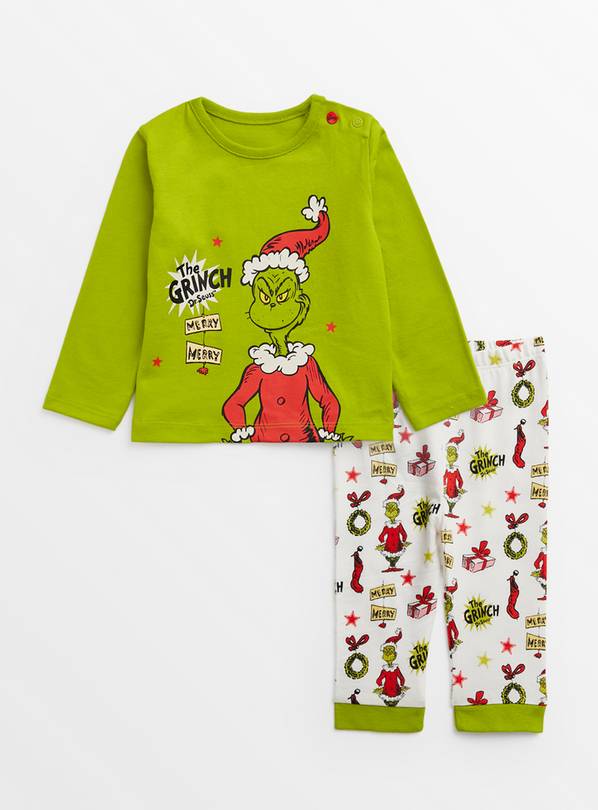 Buy Baby The Grinch Green Pyjamas Up to 3 mths Sleepsuits and pyjamas